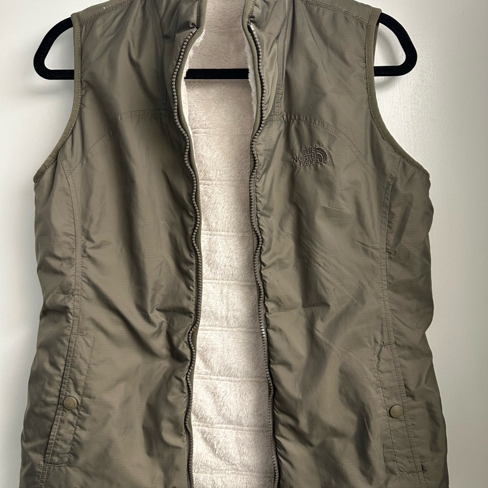 The North Face Olive Green Reversible Puffer Vest